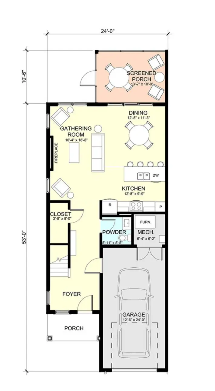 First Floor Plans for The Retreat 6 Unit A