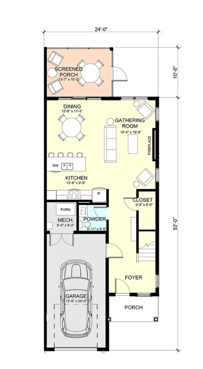 First Floor Plans for The Retreat 6 Unit F