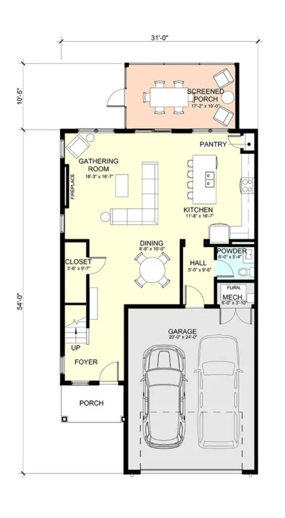 First Floor Plans for The Dunehaven 2 Unit A