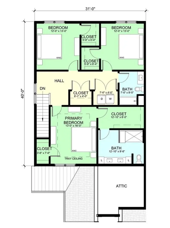Second Floor Plans for The Dunehaven 4 Unit A